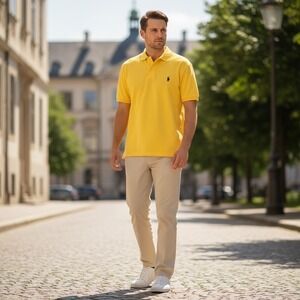 Polo Ralph Lauren Men Yellow Classic Fit Short Sleeve Polo Shirt XL TG